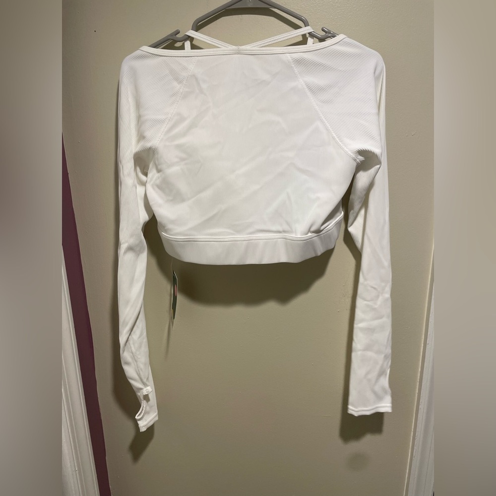 HALARA White Long Sleeve Crop Top - Picture 2 of 4